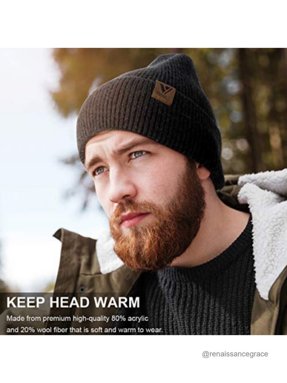 Slouchy Knit Beanie for Men Women Winter Headwear Stretchable Acrylic Cuffed